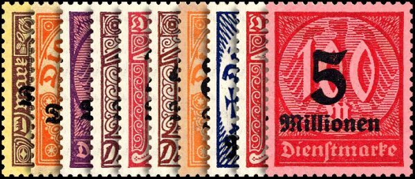 DR Dienst 1923 Mi.-Nr. 89-98 - ungestempelt