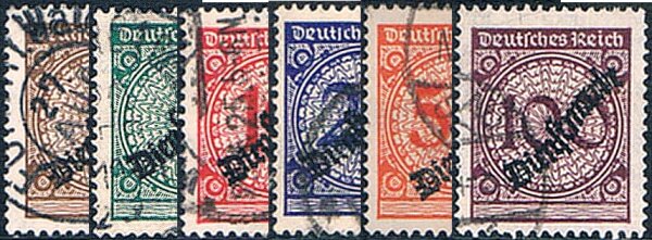 DR Dienst 1923 Mi.-Nr. 99-104 - gestempelt